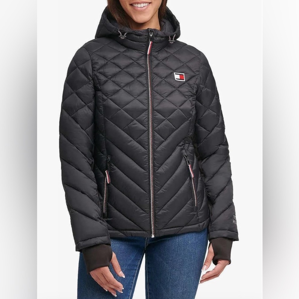 Tommy Hilfiger Women's Black Quilted Jacket SZ:XL